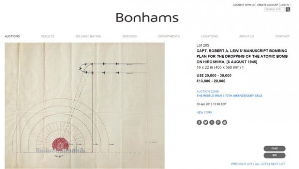 На аукцион выставили план бомбардировки Хиросимы - «Интернет и связь»