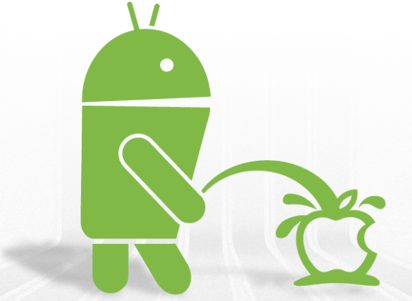 Смелая "пасхалка" Google: Android писает на логотип Apple - «Интернет и связь»