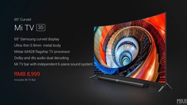 Xiaomi Mi TV 3S: изогнутый 65” телевизор тоньше смартфона - «Новости сети»