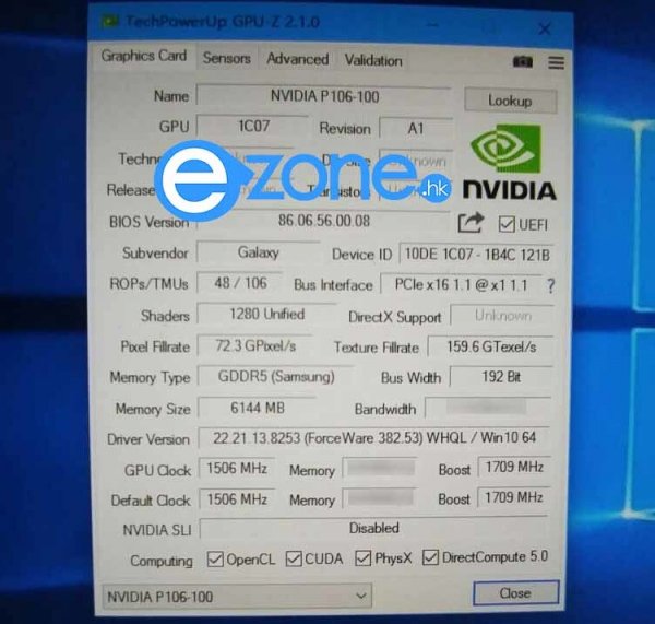 Фото и характеристики карты для майнинга GALAX P106-100 - «Новости сети»