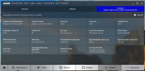 Результаты любительского тестирования карты Radeon Vega Frontier Edition - «Новости сети» Результаты любительского тестирования карты Radeon Vega Frontier Edition - «Новости сети»