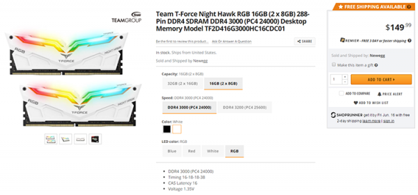 Team Night Hawk RGB DDR4: «крылатая» память с подсветкой - «Новости сети»