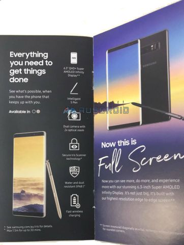 Рекламный буклет рассекретил особенности Samsung Galaxy Note 8 до анонса  - «Интернет и связь»