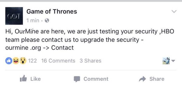 Хакеры взломали соцсети "Игры престолов" и HBO | - «Интернет и связь»