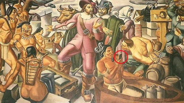 На фреске 1937 года нашли индейца с "iPhone"  - «Интернет и связь»