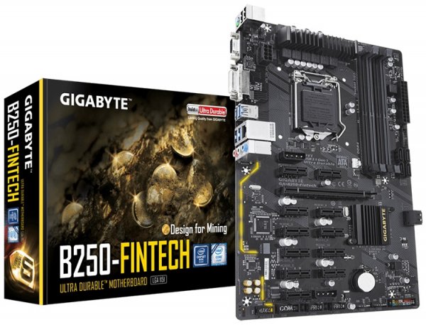 Плата для майнинга Gigabyte GA-B250-FinTech с 12 слотами PCI-E - «Новости сети»