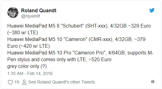 Рассекречены модификации и цены планшета Huawei MediaPad M5 - «Новости сети»