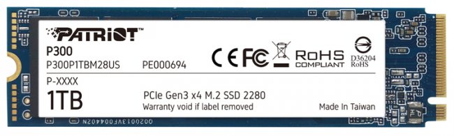 Patriot P300: накопители M.2 PCIe Gen3 x4 NVMe SSD вместимостью до 2 Тбайт - «Новости сети»