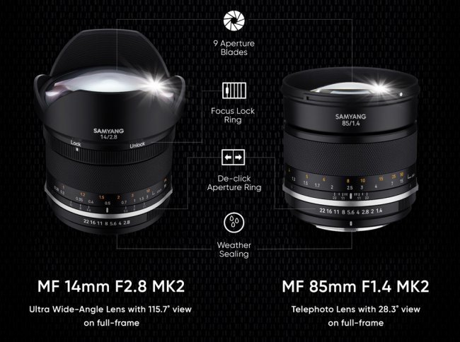 Samyang обновила свои популярные объективы 14 мм f/2,8 и 85 мм f/1,4 - «Новости сети»