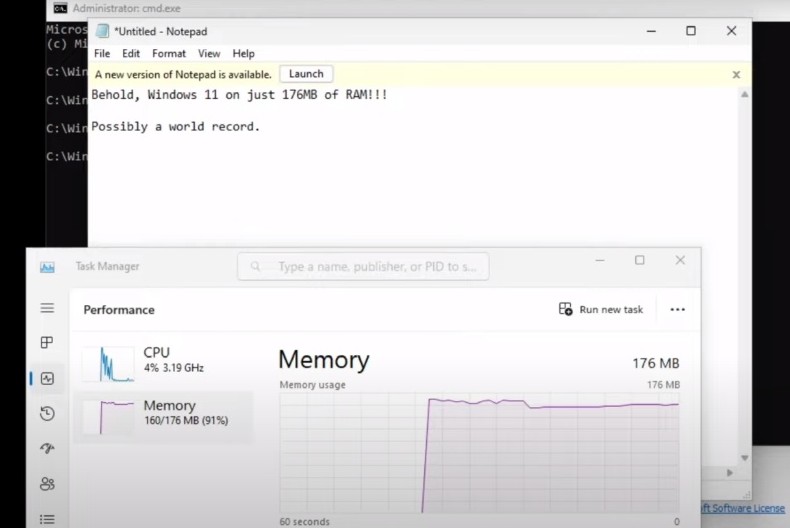 Из Windows 11 выжали все соки и запустили на ПК с 176 Мбайт оперативной памяти — это 5 % от минимума для этой ОС - «Новости сети»