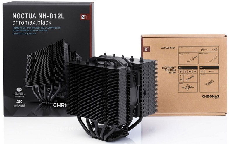 Noctua представила компактный чёрный кулер NH-D12L chromax.black - «Новости сети»