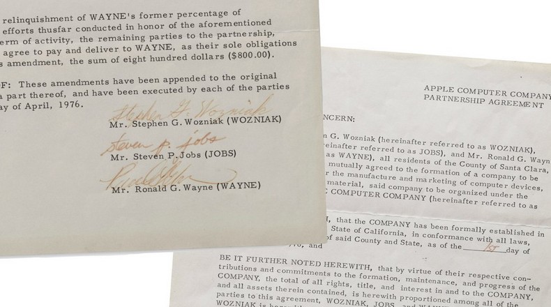 Оригинал учредительных документов Apple 1976 года уйдёт с молотка — за лот хотят выручить до $4 млн - «Новости сети»