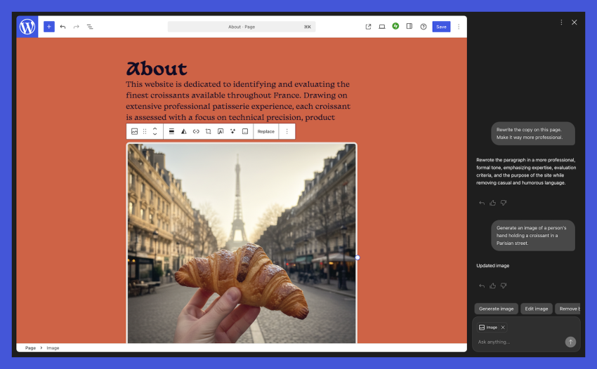 В WordPress добавили ИИ-помощника для редактирования стилей, текста, картинок и другого - «Новости мира Интернет»