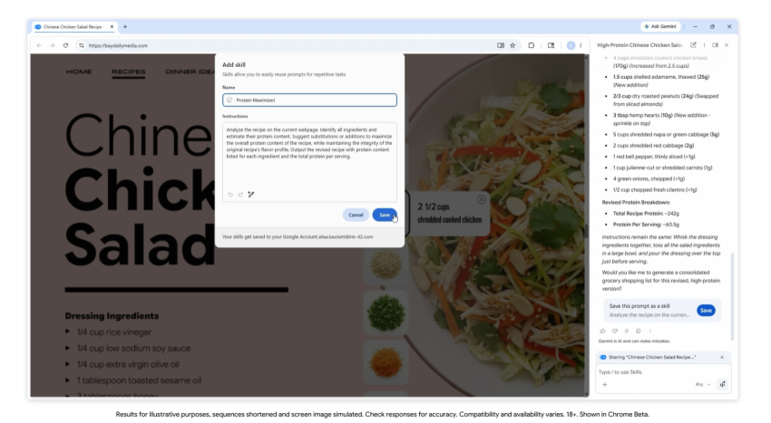 Google добавила «Навыки» в Gemini для Chrome - «Новости мира Интернет»